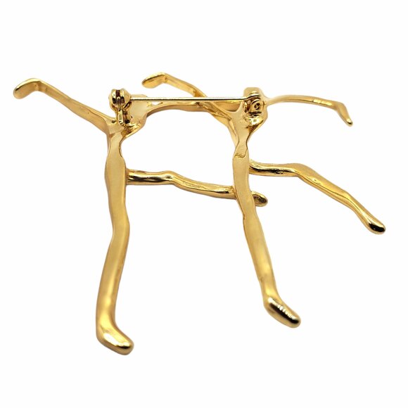 Modern Dancers Gold Tone Brooch Pin - Picture 2 of 6